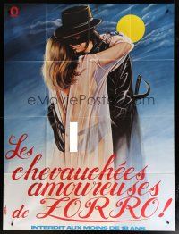5s829 EROTIC ADVENTURES OF ZORRO French 1p '72 sexy rated Z masked hero, best different Loris art!