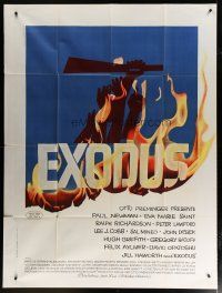 5s832 EXODUS French 1p '61 Otto Preminger, great artwork of arms reaching for rifle by Saul Bass!