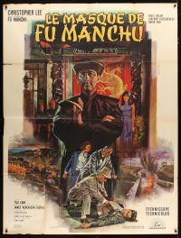 5s836 FACE OF FU MANCHU French 1p '66 different Jean Mascii art of Asian villain Christopher Lee!