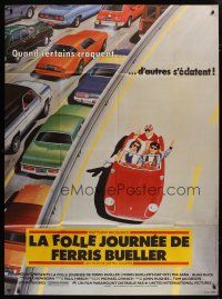 5s840 FERRIS BUELLER'S DAY OFF French 1p '86 best different art of Broderick & friends in Ferrari!