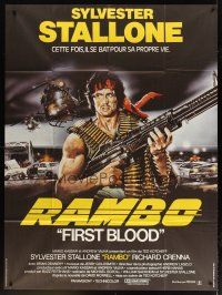 5s841 FIRST BLOOD French 1p '83 artwork of Sylvester Stallone as John Rambo by Drew Struzan!