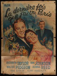 5s875 LAST TIME I SAW PARIS French 1p '54 Soubie art of Liz Taylor, Van Johnson & Walter Pidgeon!