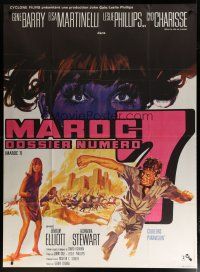 5s892 MAROC 7 French 1p '67 artwork of spy Gene Barry, sexy Elsa Martinelli & Cyd Charisse!
