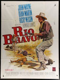 5s946 RIO BRAVO French 1p R60s Howard Hawks, different art of John Wayne by Jean Mascii!