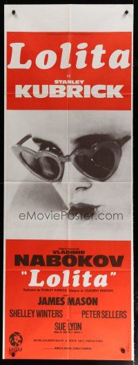 5s734 LOLITA French door panel R87 Stanley Kubrick, sexy Sue Lyon w/ heart sunglasses & lollipop!