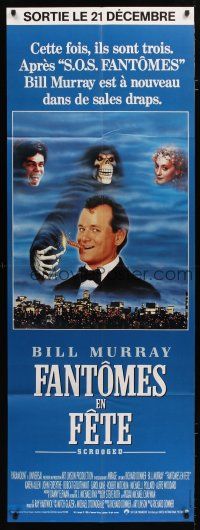 5s743 SCROOGED French door panel '88 great image of skeleton hand lighting Bill Murray's cigar!