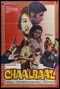 5s697 CHAAL BAAZ French 31x47 '80 directed by Hari Mehra, Indian crime montage!