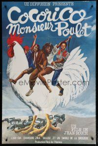 5s698 COCORICO MONSIEUR POULET French 31x47 '74 wacky art of top cast on giant rooster!