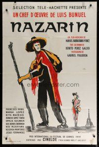 5s711 NAZARIN French 31x47 '59 Luis Bunuel, cool Dovarinoff art of Mexican Catholic priest!
