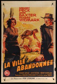 5s723 YELLOW SKY French 31x47 '48 different Soubie art of Anne Baxter, Richard Widmark & Peck!