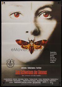 5s384 SILENCE OF THE LAMBS German 33x47 '90 great image of Jodie Foster with moth over mouth!