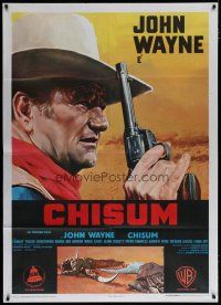 5s173 CHISUM Italian 1p '70 great close up art of The Legend big John Wayne w/ gun by Enzo Nistri!
