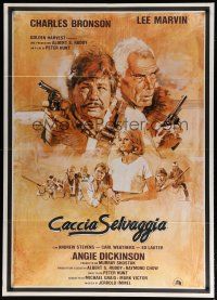 5s176 DEATH HUNT Italian 1p '81 artwork of Charles Bronson & Lee Marvin with guns by John Solie!