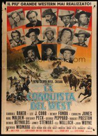 5s195 HOW THE WEST WAS WON Italian 1p '64 montage of Debbie Reynolds, Gregory Peck & all-star cast