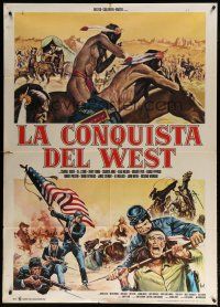 5s196 HOW THE WEST WAS WON Italian 1p R70s John Ford classic western epic, different art by Aller!