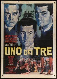 5s249 TWO ARE GUILTY Italian 1p '64 Volcarenghi art of Anthony Perkins, Brialy & Salvatori!