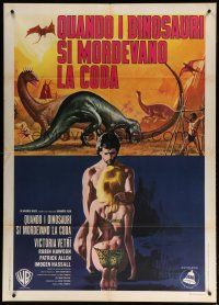 5s254 WHEN DINOSAURS RULED THE EARTH Italian 1p '71 Victoria Vetri, different art by Enzo Nistri!