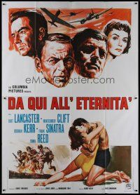 5s134 FROM HERE TO ETERNITY Italian 2p R60s art of Lancaster, Kerr, Sinatra, Reed & Clift!
