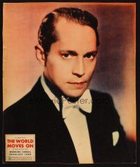 5s347 WORLD MOVES ON jumbo LC '34 John Ford, great close portrait of Franchot Tone in tuxedo!