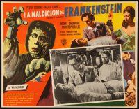 5s519 CURSE OF FRANKENSTEIN Mexican LC '57 Hammer, Cushing, art & photo of monster Christopher Lee