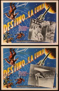 5s462 DESTINATION MOON 2 Mexican LCs R60s Robert Heinlein, cool art of rocket flying through space!