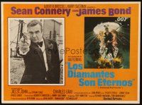 5s524 DIAMONDS ARE FOREVER Mexican LC '71 art of Sean Connery as James Bond + cool inset with gun!