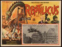 5s611 REPTILICUS Mexican LC '62 cool border art & inset image of the gigantic lizard monster!