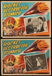 5s471 ROCKET ATTACK U.S.A. 2 Mexican LCs '59 Barry Mahon, border art of rocket aimed at New York!