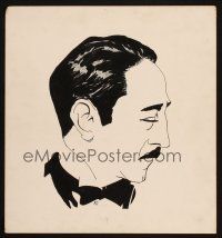 5s292 ADOLPHE MENJOU ink drawing '33 cool profile artwork portrait of the star by Jim!