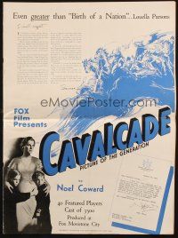 5s019 CAVALCADE pressbook '33 based on Noel Coward's play, Best Picture Academy Award Winner!