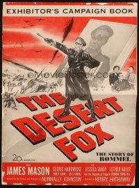 5s025 DESERT FOX pressbook '51 artwork of James Mason as Field Marshal Erwin Rommel at war!