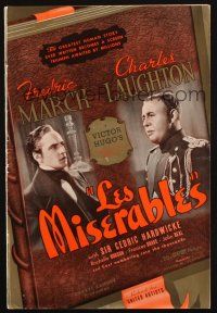 5s058 LES MISERABLES pressbook '35 Fredric March, Charles Laughton, from the novel by Victor Hugo!