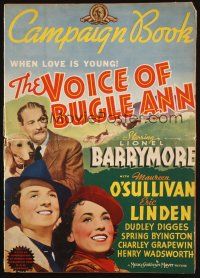 5s109 VOICE OF BUGLE ANN pressbook + tipped in herald '36 Lionel Barrymore, Maureen O'Sullivan
