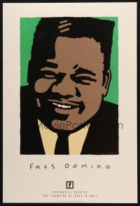 5s398 FATS DOMINO 2-sided 14x21 music poster '97 Schwab artwork of the legendary blues pianist!