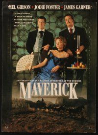 5s411 MAVERICK special 14x19 '94 Mel Gibson, Jodie Foster, James Garner, gambling!