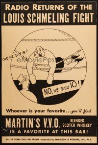 5s417 RADIO RETURNS OF THE LOUIS-SCHMELING FIGHT special 14x21 '38 wacky boxing artwork!