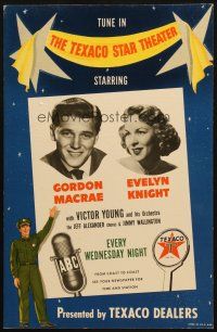 5s425 TEXACO STAR THEATER 13x20 radio poster '48 Gordon MacRae & Evelyn Knight on ABC every Wed.!