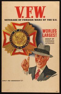 5s426 V.F.W special 13x22 '50s Veterans of Foreign Wars of the U.S., apply for membership!