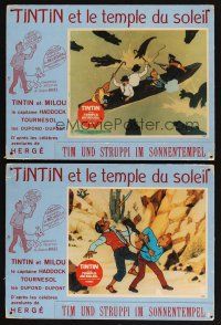 5s356 TINTIN & THE TEMPLE OF THE SUN 4 Swiss LCs '69 great cartoon images, from the comic by Herge!