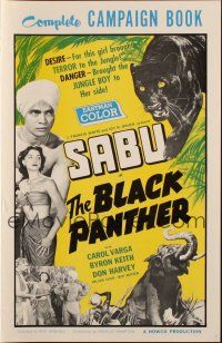 5s012 BLACK PANTHER pressbook '56 danger brought Sabu to sexy Carol Varga's side in the jungle!