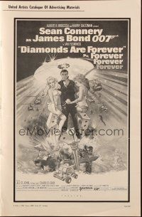 5s029 DIAMONDS ARE FOREVER pressbook '71 art of Sean Connery as James Bond by Robert McGinnis!
