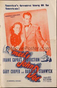5s066 MEET JOHN DOE pressbook R40s full-length Gary Cooper & Barbara Stanwyck, Frank Capra directed!