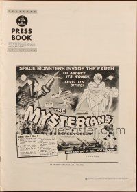 5s073 MYSTERIANS pressbook '59 Ishiro Honda, they're abducting Earth's women & leveling its cities