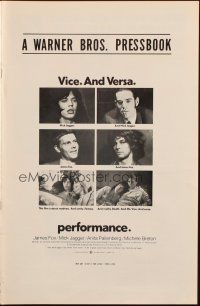 5s079 PERFORMANCE pressbook '70 directed by Nicolas Roeg, Mick Jagger & James Fox trading roles!