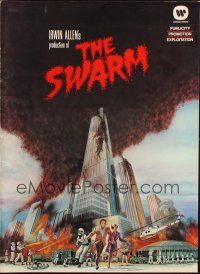 5s094 SWARM pressbook '78 directed by Irwin Allen, cool art of killer bee attack by C.W. Taylor!