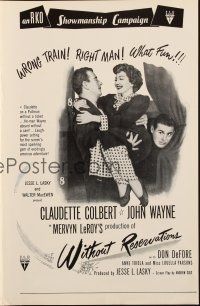 5s114 WITHOUT RESERVATIONS pressbook R60s art of John Wayne & Claudette Colbert!