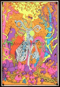 5x670 ACID RIDER blacklight commercial poster '70s far out psychedelic art of biker on motorcycle!