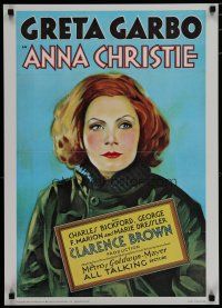 5x677 ANNA CHRISTIE commercial poster '70s wonderful artwork of Greta Garbo!
