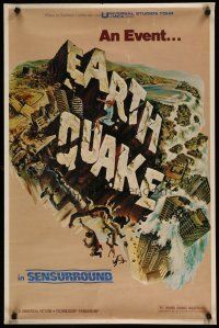 5x714 EARTHQUAKE commercial poster '76 Charlton Heston, Ava Gardner, Joe Smith disaster title art!