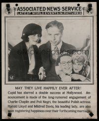 5x147 ASSOCIATED NEWS SERVICE newspaper insert '23 Charlie Chaplin & Negri + Harold Lloyd & Davis!